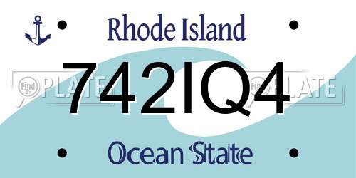 742IQ4 Rhode Island License Plate