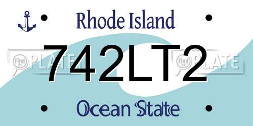 742LT2 Rhode Island License Plate