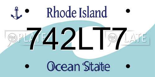 742LT7 Rhode Island License Plate