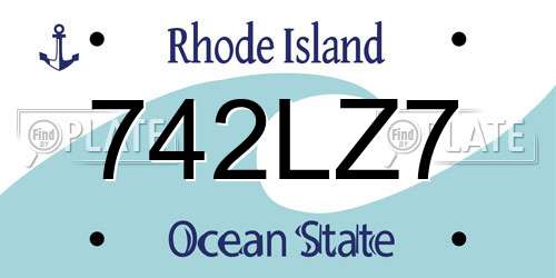 742LZ7 Rhode Island License Plate