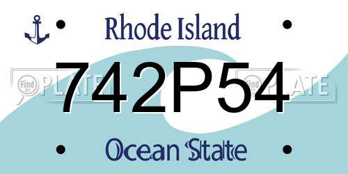 742P54 Rhode Island License Plate