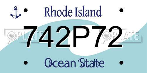 742P72 Rhode Island License Plate