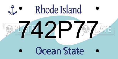 742P77 Rhode Island License Plate
