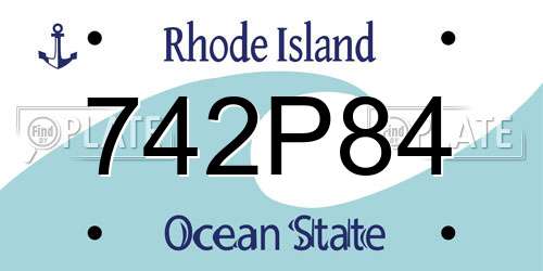 742P84 Rhode Island License Plate