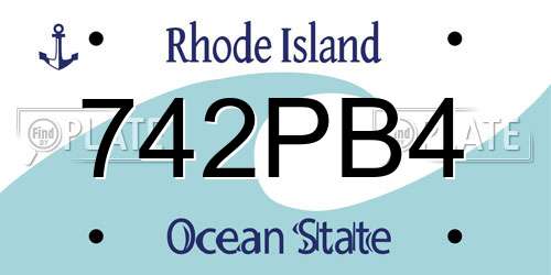 742PB4 Rhode Island License Plate