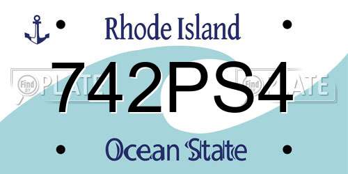 742PS4 Rhode Island License Plate
