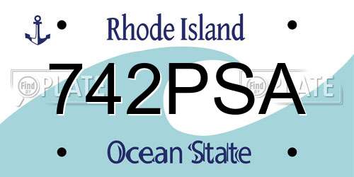 742PSA Rhode Island License Plate