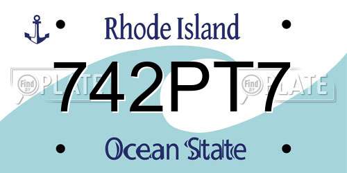 742PT7 Rhode Island License Plate
