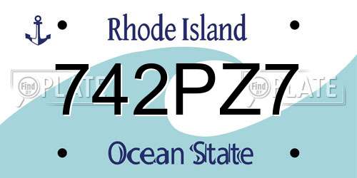 742PZ7 Rhode Island License Plate