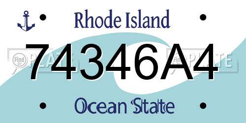 74346A4 Rhode Island License Plate