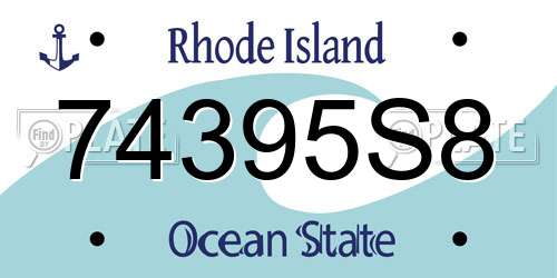 74395S8 Rhode Island License Plate