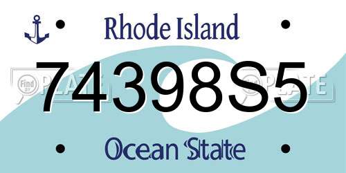 74398S5 Rhode Island License Plate