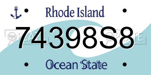 74398S8 Rhode Island License Plate