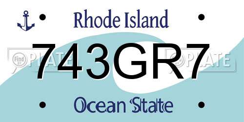 743GR7 Rhode Island License Plate