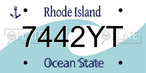 7442YT Rhode Island License Plate