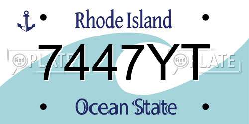 7447YT Rhode Island License Plate