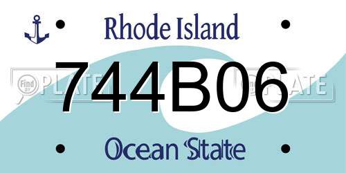 744B06 Rhode Island License Plate
