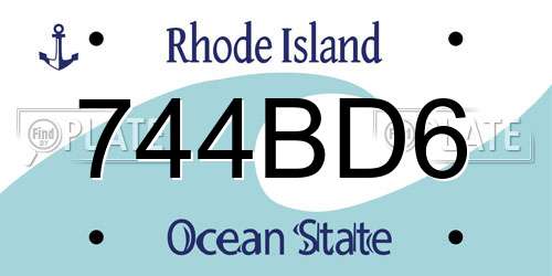 744BD6 Rhode Island License Plate