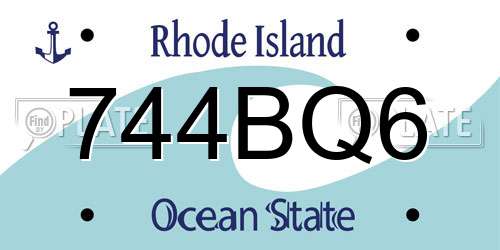 744BQ6 Rhode Island License Plate