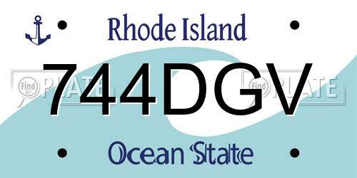 744DGV Rhode Island License Plate