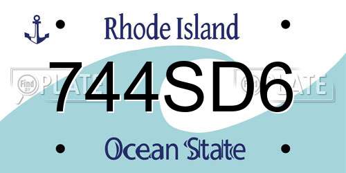 744SD6 Rhode Island License Plate