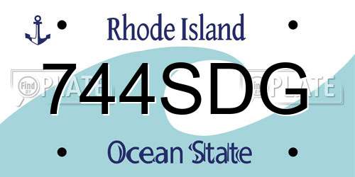 744SDG Rhode Island License Plate