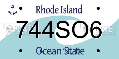 744SO6 Rhode Island License Plate