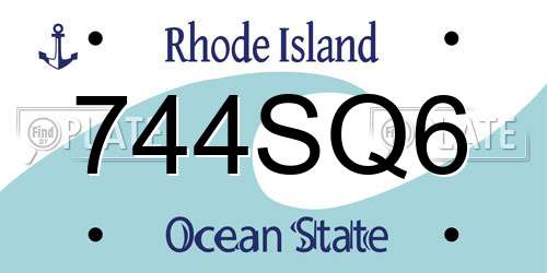 744SQ6 Rhode Island License Plate
