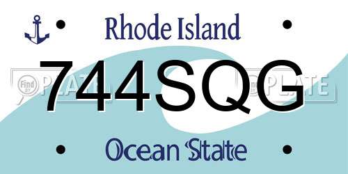 744SQG Rhode Island License Plate