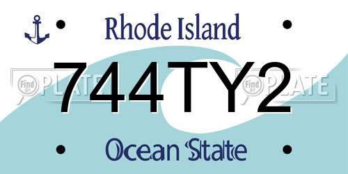 744TY2 Rhode Island License Plate