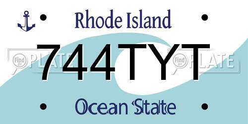744TYT Rhode Island License Plate