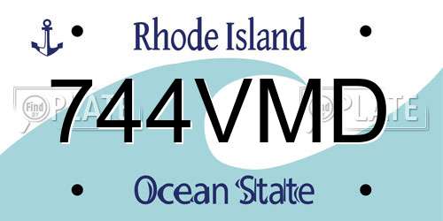 744VMD Rhode Island License Plate