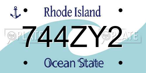 744ZY2 Rhode Island License Plate