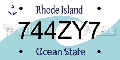 744ZY7 Rhode Island License Plate