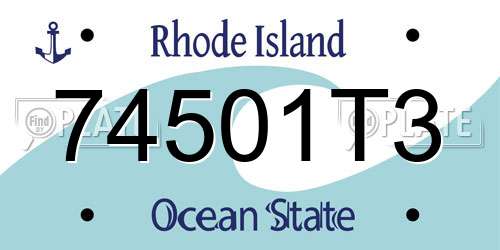 74501T3 Rhode Island License Plate