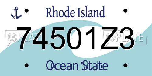 74501Z3 Rhode Island License Plate