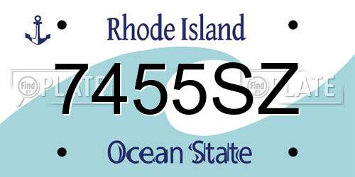 7455SZ Rhode Island License Plate