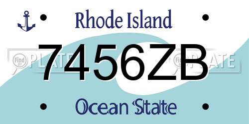 7456ZB Rhode Island License Plate