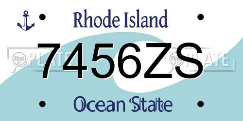 7456ZS Rhode Island License Plate