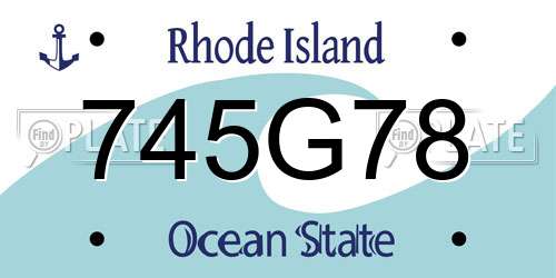 745G78 Rhode Island License Plate