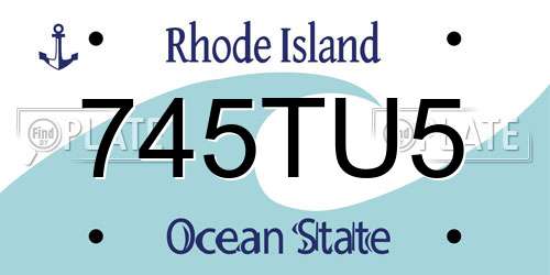 745TU5 Rhode Island License Plate