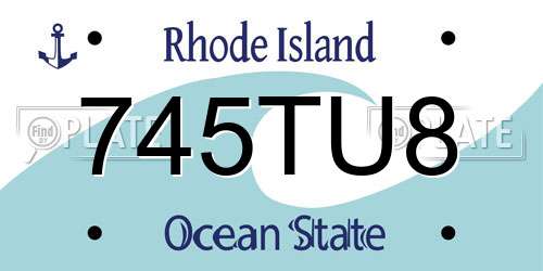 745TU8 Rhode Island License Plate