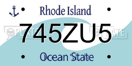 745ZU5 Rhode Island License Plate