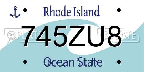 745ZU8 Rhode Island License Plate