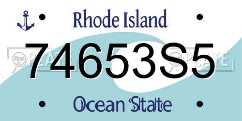 74653S5 Rhode Island License Plate