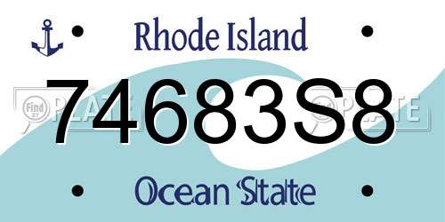 74683S8 Rhode Island License Plate