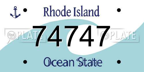 74747 Rhode Island License Plate