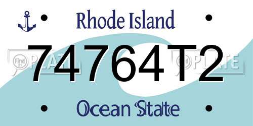 74764T2 Rhode Island License Plate