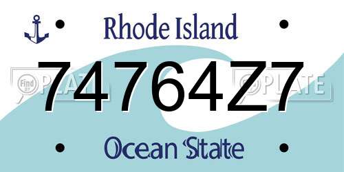 74764Z7 Rhode Island License Plate