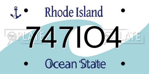 747IO4 Rhode Island License Plate